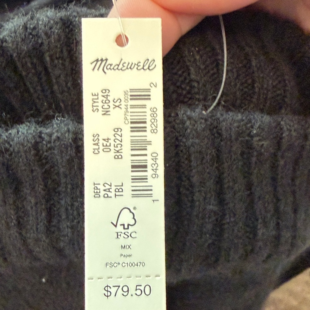 Madewell Black Ribbed Turtleneck Sweater